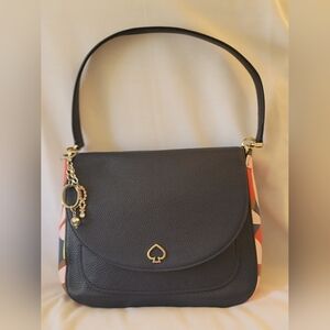 Kate Spade Navy Blue Pebbled Leather Purse Tropical Toss